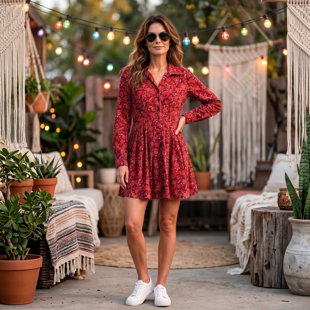 Free People NWT Floral Corduroy Mini Dress Size 2 Berry Plum Button Front Boho - Picture 2 of 14